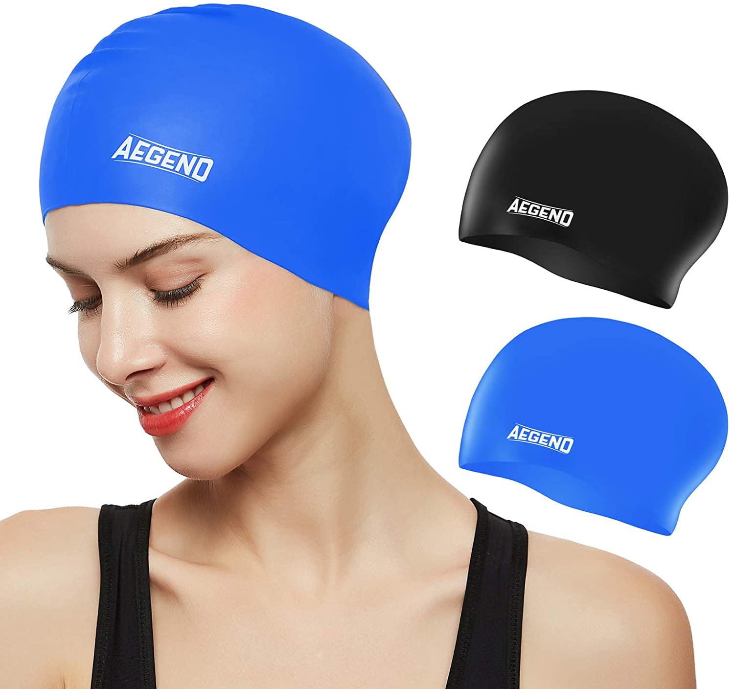 Silicone Swimming Cap Swim Pool Hats Long Hair For Adult Women Men Waterproof 