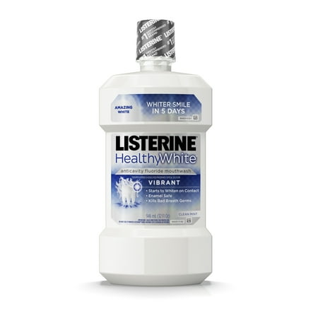(2 pack) Listerine Healthy White Vibrant Multi-Action Fluoride Mouthwash For Whitening Teeth, 32 fl.