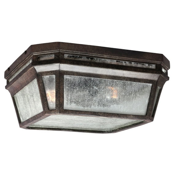 Feiss OL11313WCT-LED Londontowne LED Marine Grade Outdoor Flush Mount Ceiling Lighting, Bronze, 1-Light (12"W x 5"H) LED Weathered Chestnut
