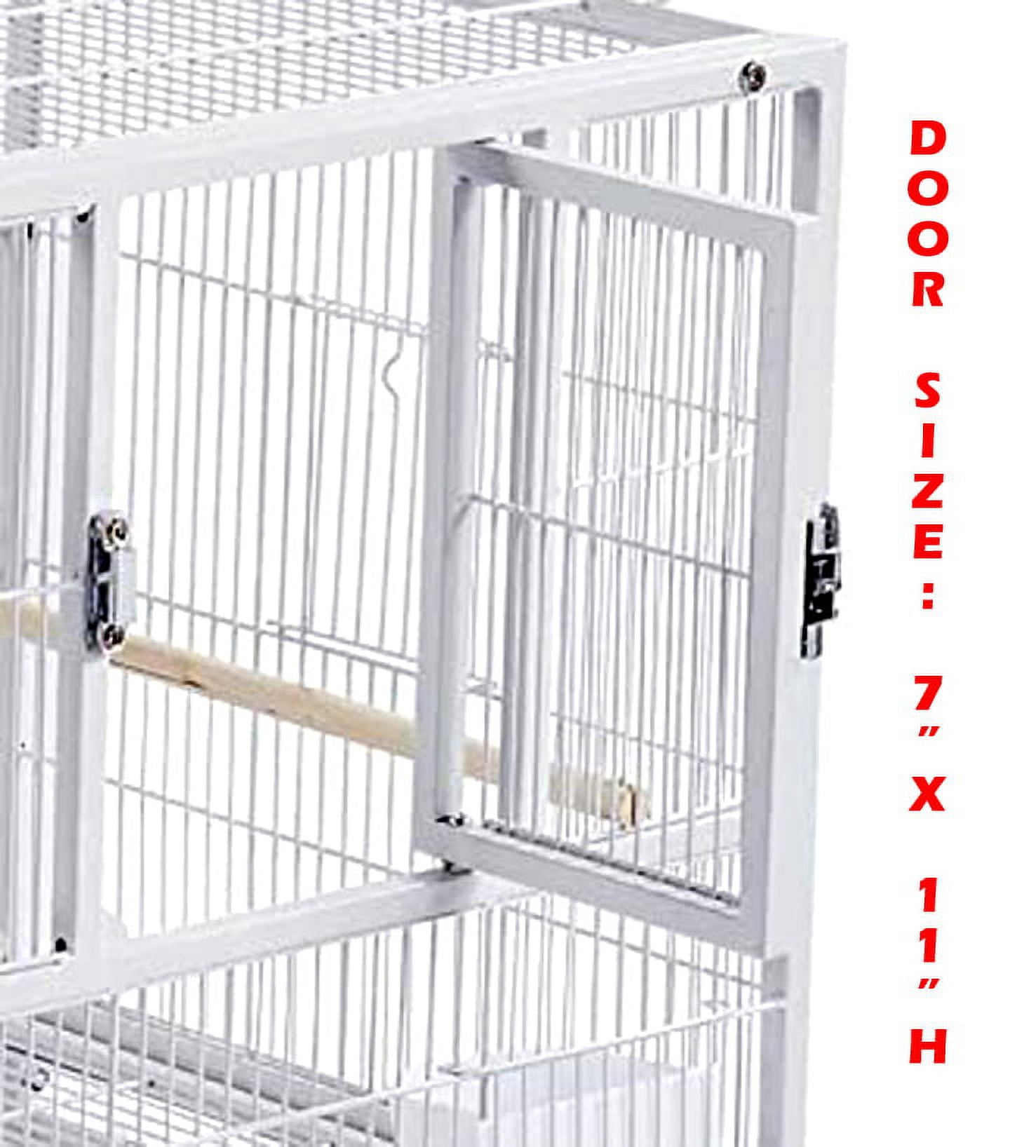 Double Stacker Bird Flight Breeder Cage Center Divider Side Nesting Box Doors Metal Bird Cage with Rolling Stand for Small Birds Lovebirds Finch Canaries Parakeets Cockatiels Budgies
