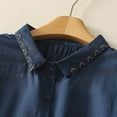 thumbnail image 6 of Yuanlook Women's Casual Shirts,3/4 Lenght Sleeve Collared Neck Button Down Blouse Business Work Tops Dressy Tees - Dark Blue - L, 6 of 8