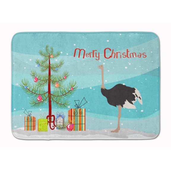 Carolines Treasures BB9291RUG Common Ostrich Christmas Machine Washable Memory Foam Mat Teal 19 X 27" multicolor