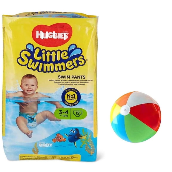 Small Swim Diapers Disposable Swim Pants, 15lb-34lb., 12-Count   Beach Ball