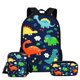 thumbnail image 2 of Dinosaur Backpack with Lunch Bag Pencil Case Primary Middle School Students Boys Girls Kids Cartoon Dinosaur School Bag 3pcs Set, 2 of 4