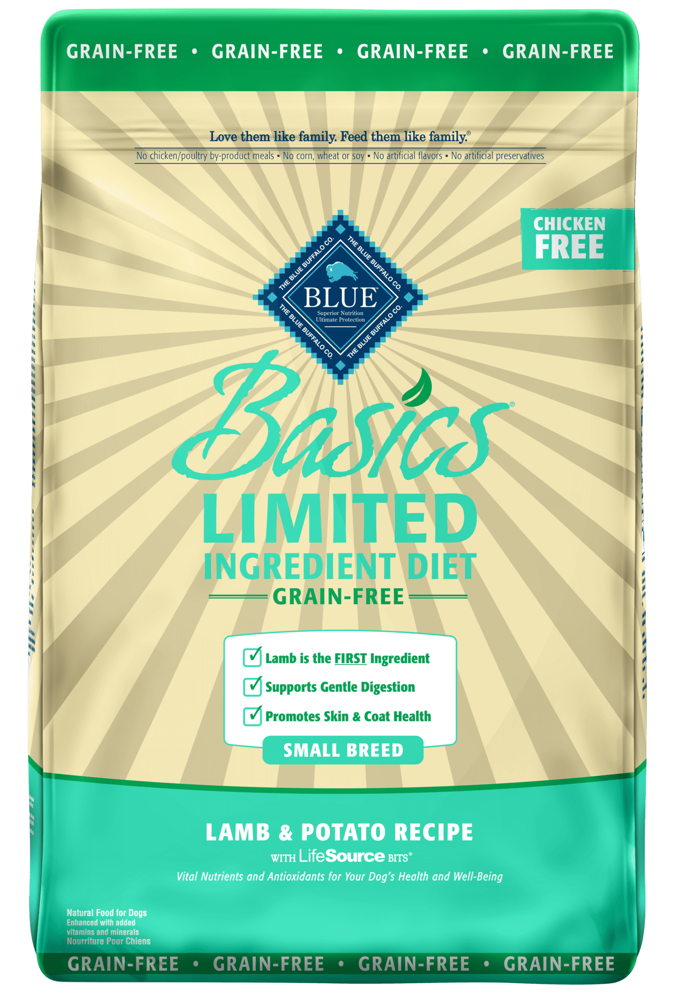 Photo 1 of **MINOR TEAR**Blue Buffalo Basics Limited Ingredient Grain-Free Formula Lamb & Potato Recipe Small Breed Adult Dry Dog Food, 11-lb bag