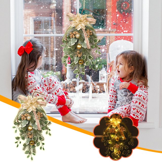 Fiudx Guirnalda Navideña para Puerta, Diseño Festivo, Colorido Toque Navideño, Ideal para Colgar En La Pared o Puerta de Interior, Ideal para Fiestas Navideñas, Uso Familiar y Doméstico, 50 X 30 Cm.