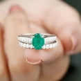 thumbnail image 4 of Rosec Jewels Certified Lab Grown Emerald Bridal Ring Set for Women - Oval Engagement Ring with Wedding Band - AAAA Quality, 18K White Gold, US 6.50, 4 of 8