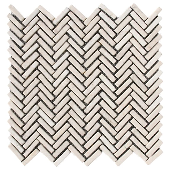 CNK Tile Cream Chevron Stone Mosaic Tile for Bathroom Walls Kitchen Backsplash