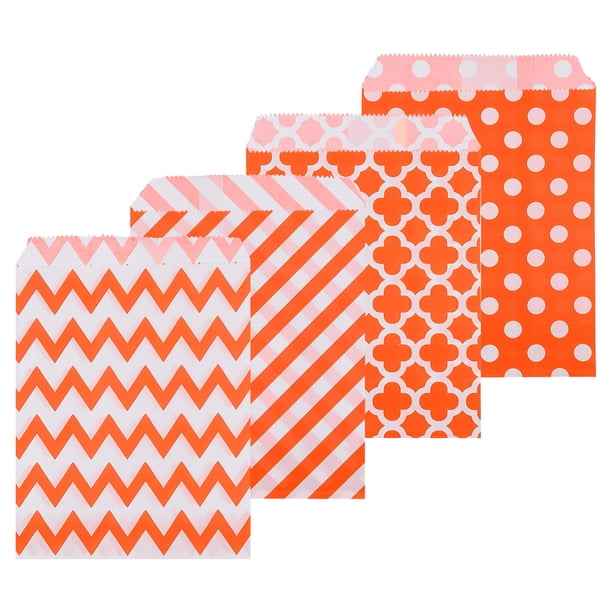 Uxcell 100Pcs Bolsas de Papel Kraft, 7" x 5" Bolsas de Caramelo a Prueba de Grasa, Bolsas de Favor Planas, Bolsas de Regalo Pequeñas, Naranjas