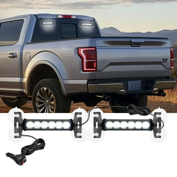 Nilight 12LED Emergency Strobe Advisor Light Bar 2 in 1 White Dash Warning Safety Flashing Lights Front/Rear Windshield Construction Lights for Trucks Cars