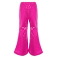 thumbnail image 4 of LIhncine Girls Kids Shiny Metallic High Waisted Flare Pants Solid Color Hop Jazz Streetwear Dancewear Bell Bottoms, 4 of 5