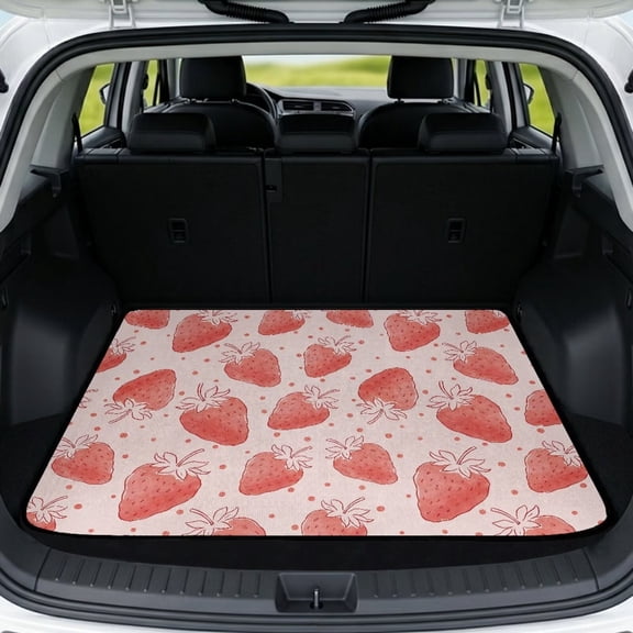 KUIFORTI Strawberry Cute SUV Trunk Mat Durable Cargo Mat Rear Trunk Line Vehicle Interior Protection Accessories Washable Universal Fit for Most Car Models