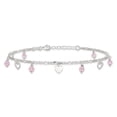 thumbnail image 4 of Sterling Silver Anklet 9 inch mm Pink Glass Beads and Polished Hearts with 1 extension, 4 of 8