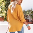 thumbnail image 4 of Camisas con cuello en V para mujer, con botones, manga larga de murciélago, blusas casuales de gran tamaño con bolsillo, 4 of 6
