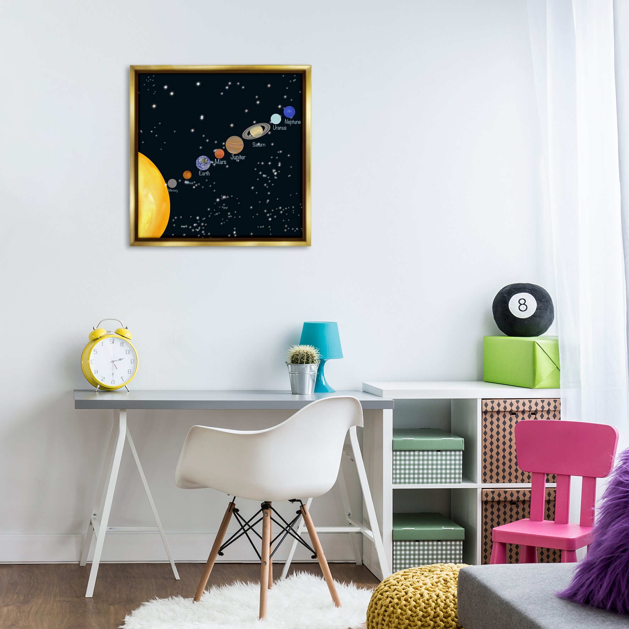 Stupell Industries Solar System Planets Astrology & Stars Painting Gold Floater Framed Canvas Art Print Wall Art, 25 x 25
