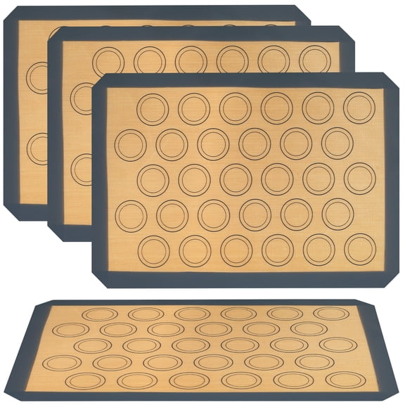 4Pcs Macarons Silicone Baking Mats Large Reusable Silicone Mat Non-Stick Food Safe Oven-Safe for Cookies 16.6x11.6 inch Gray