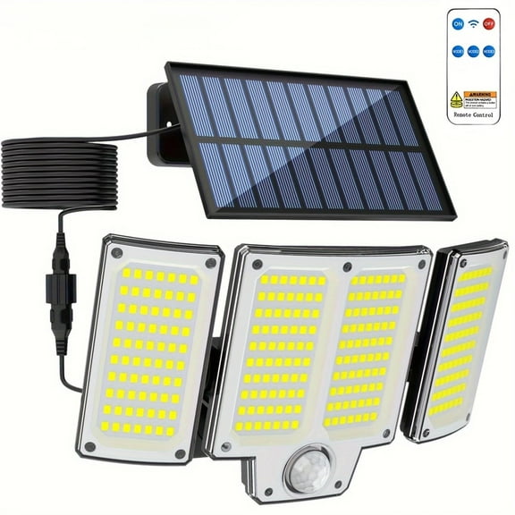 Solar Lights Outdoor, 3 Heads 2500LM Motion Sensor Outside Lighting, 280 LED IP65 Waterproof, 3 Lighting Modes 270° Wide Angle Flood Lights