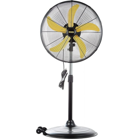 5000 CFM 20 inch High Velocity Pedestal Oscillating Fan with Powerful 1/5 Motor, 9ft Power Cord, Oscillation, Metal Body with Wheels for Garage, ,  - UL Safety Listed