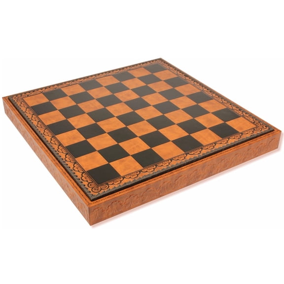 Brown & Black Leatherette Chess Case - 2" Squares