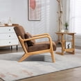 thumbnail image 4 of SYNGAR Mid-Century Accent Chair, Modern Wood Armchair with Waist Cushion for Bedroom, Reception Room and Living Room, Reading Armchair for Sunroom, 22.8" Spacious Seat, Brown, 4 of 8