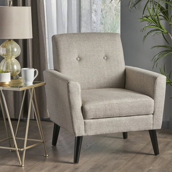 Christopher Knight Home Sienna Mid-century Fabric Club Chair by Beige N/A Wood,Polyester