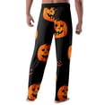 thumbnail image 4 of Mens Pajama Pants for Halloween, Loose Fit Lounge Bottoms with Festive Print, Black L, 4 of 4