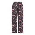 thumbnail image 6 of Women's Fashion Pocket Valentine's Day Print Stretch Adjustable Drawstring Wide Leg Pants, Elastic Waist Holiday Pants, Casual Lounge Wear for Women,Dark Gray,2XL, 6 of 6