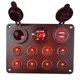 thumbnail image 5 of Panel de interruptor de palanca de 8 , enchufe USB dual multifunción, resistente , Panel de interruptor para coche, barco Luz roja, 5 of 6