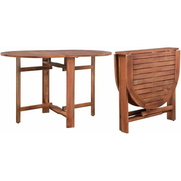 ZALIX Oval Acacia Wood Patio Dining Table - Foldable, Weather-Resistant, 47.2" x 27.6"x 29.1", Rustic Charm for Garden, Deck, Kitchen