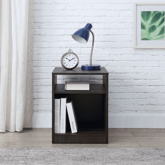 Mainstays Open Shelf Nightstand, Dark Oak