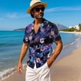 thumbnail image 2 of KUIFORTI Couple Matching Outfits Purple Tropical Flowers Matching Vacation Outfits for Couples Soft and Comfortable Casual Beach Vacation Party Shirt Suitable for Everyday Casual Wear, 2 of 7