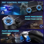 2 Pack Gaming Controller for P-4/Slim/Pro & PC, Wireless Controller with Dual Vibration & 6-Asix Gyro Motion Control - White