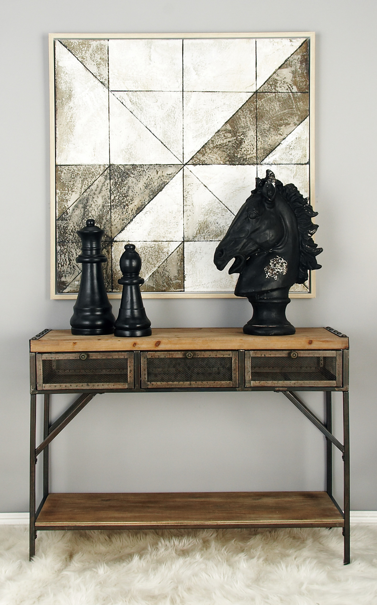 wood and metal console table