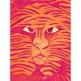 thumbnail image 1 of Orange Tiger Face Linocut Pink Stripes Abstract Modern Painting Unframed Wall Art Print Poster Home Decor, 1 of 3