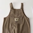 thumbnail image 6 of Toddler Boy Girl Soft Corduroy Suspender Pants Kids Overalls Loose Retro Fall Adjustable Button Overalls with Pocket Brown 9-12Month, 6 of 7