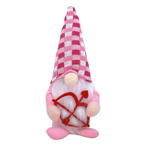 VWRXBZ Valentine's Day Gnome Figurine with Arrows and Heart, Pink Hat Faceless Dwarf for Romantic Decor, Gift for Girlfriend, 6 Inch Shelf Decoration
