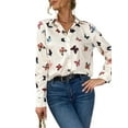 thumbnail image 3 of DYMADE Women Plus Size Fashion Butterfly Printed Long Sleeve Blouse Top, 3 of 4