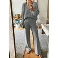 thumbnail image 3 of Pink Queen Women's 2 Piece Outfits Casual V Neck Knit Wide Leg Sweater Lounge Set Sweatsuit, 3 of 4