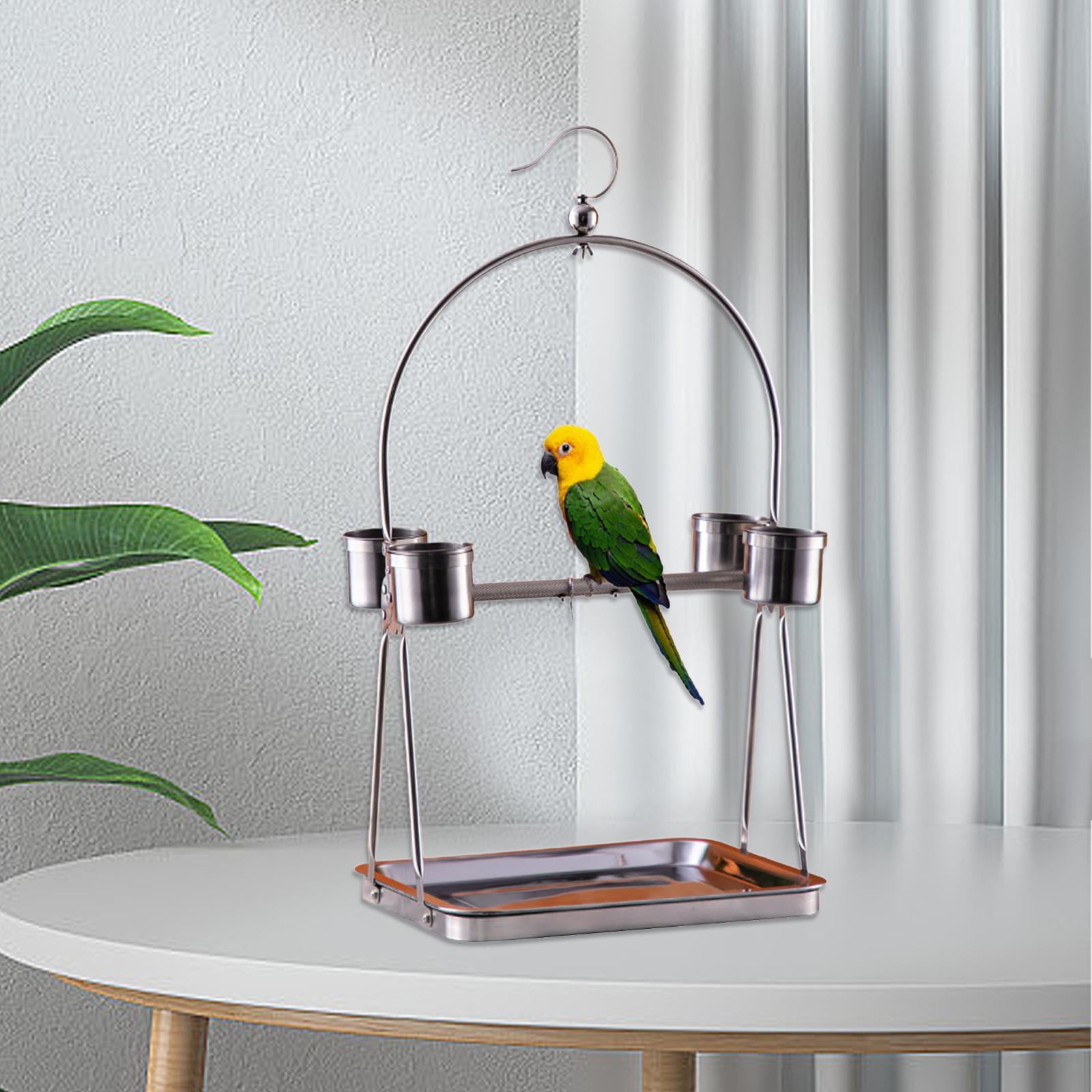 Serenable Bird Cage Pet Parrot Playstand Training Stand Activity Toy Hanging Hook Tabletop Bird Stand Bird Stand Tabletop for Lovebirds 27 x 19 x 50cm