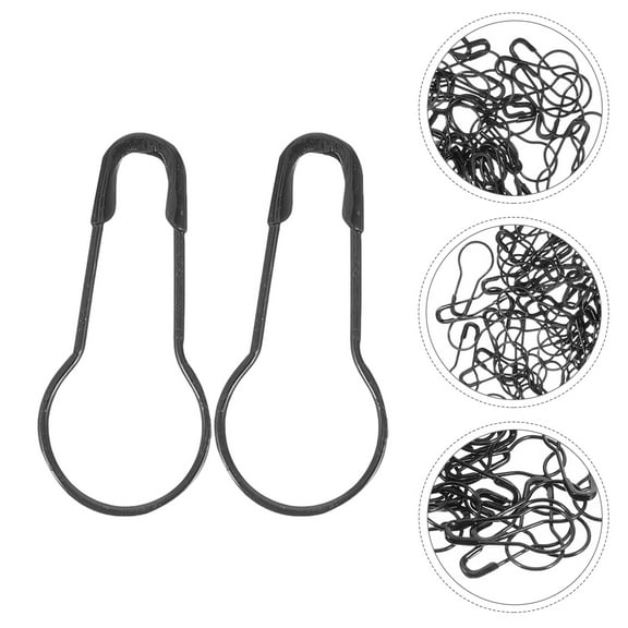 WEAVILUX Bulb Gourd Safety Pins Black Metal for Sewing Versatile Use Smooth Edges 100Pcs