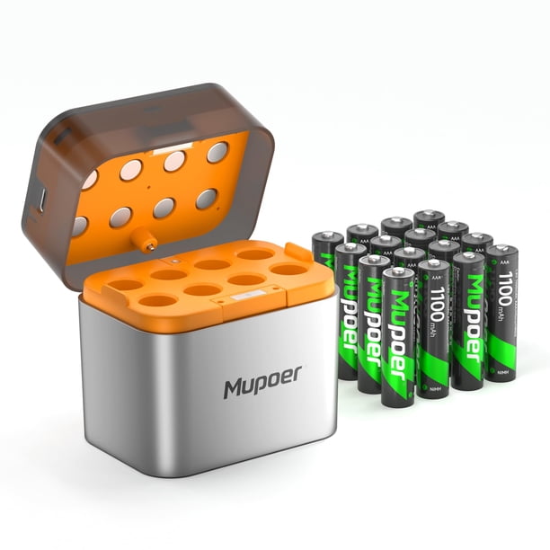 Pilas recargables AAA Mupoer de 1100 mAh, 16 unidades con caja