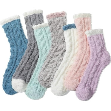 5 Pairs Warm Fuzzy Socks for Women - Fluffy Socks Women, Women Slipper Socks of Coral Fleece, Random Color