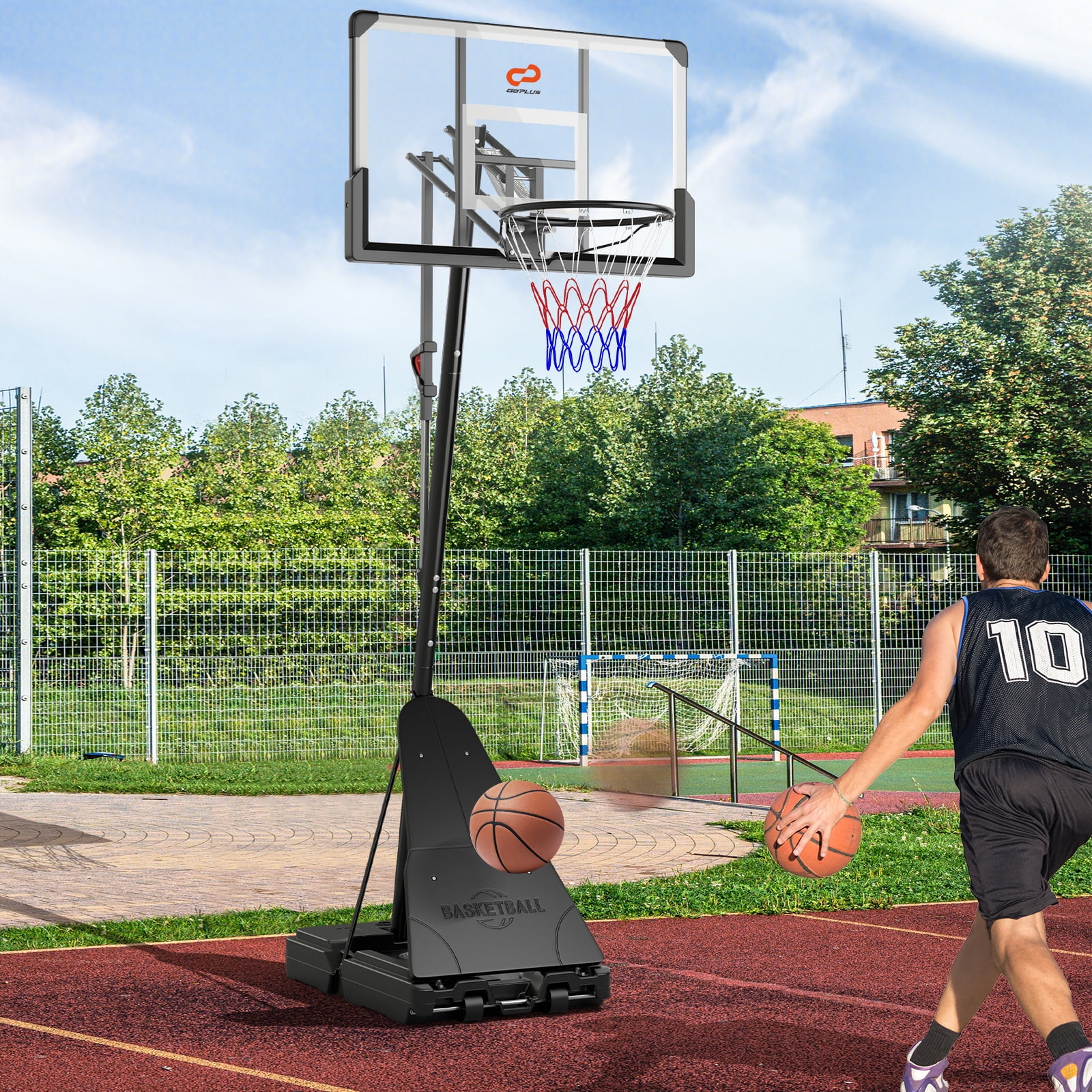 Topbuy Portable Basketball Hoop Basketball Hoop with Shatterproof PC Backboard