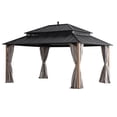 thumbnail image 3 of Sunjoy 16x12 Outdoor Gazebo, Steel Hardtop Gazebo with Curtain and Netting, Woodgrain Aluminum Posts,ingston Series, 3 of 18
