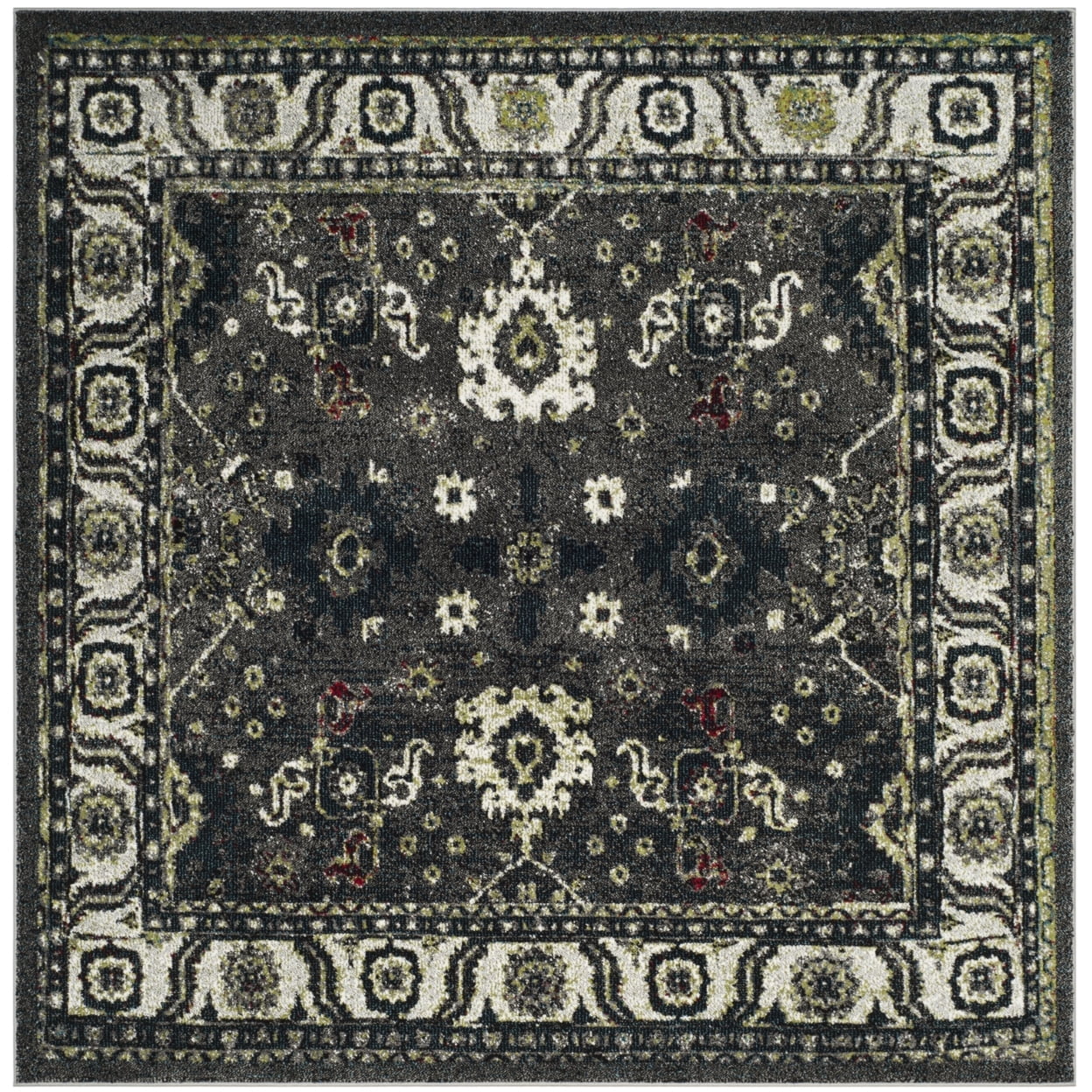 SAFAVIEH Vintage Hamadan Pema Traditional Runner Rug, Dark Grey/Ivory, 2'3" x 8'