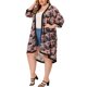 thumbnail image 2 of Women's Plus Size Cardigan Floral Printed Contrast Panel Chiffon Midi Summer Cardigans Rose 1X, 2 of 6