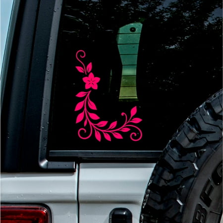 (2 Pcs Pink 10.4 x 14.0 ) - No Background - Waterproof of Corner Leaf Vine Flourish Silhouette Sticker Decal for Laptops Water Bottles Cars Trucks Wall Ideal Gift - 925VER1K15296PI