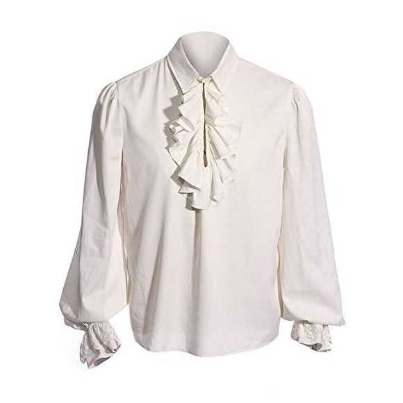 Camisa Masculina Bbalizko Pirata Estilo Vampiro Renacentista Victoriano Steampunk Gótico Blanco