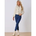 thumbnail image 3 of DARING DIVA Women's Turn Down Collar Single Breasted Outwear Winter Pea Coat Beige XS, 3 of 6