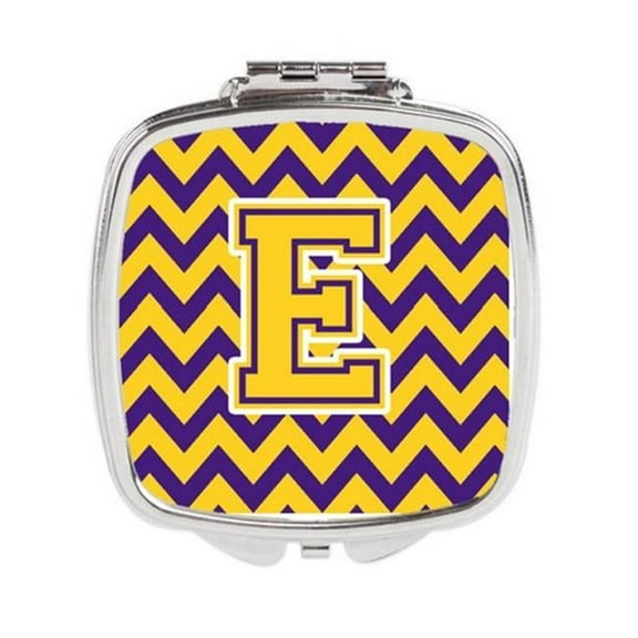 Carolines Treasures Letter E Chevron Purple & Gold Compact Mirror - 3 x 0.3 x 2.75 in.